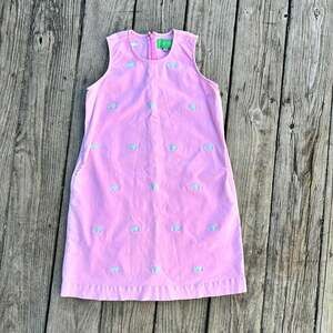 Castaway Nantucket Girls 12 Shift Dress Pink white embroidered pigs